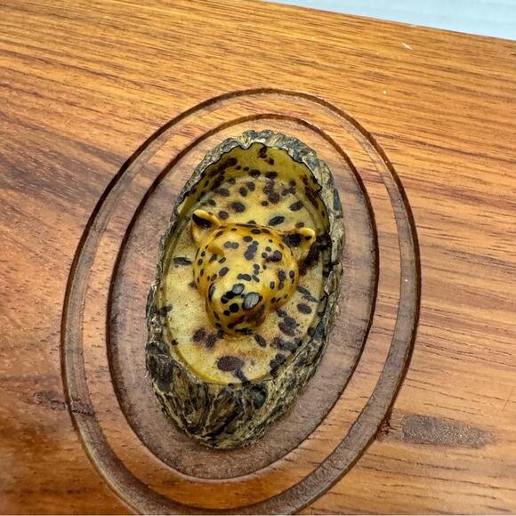 Vintage Botanika Wood Box Leopards Medallion Cigar Box Trinket Storage Brown - Picture 5 of 11